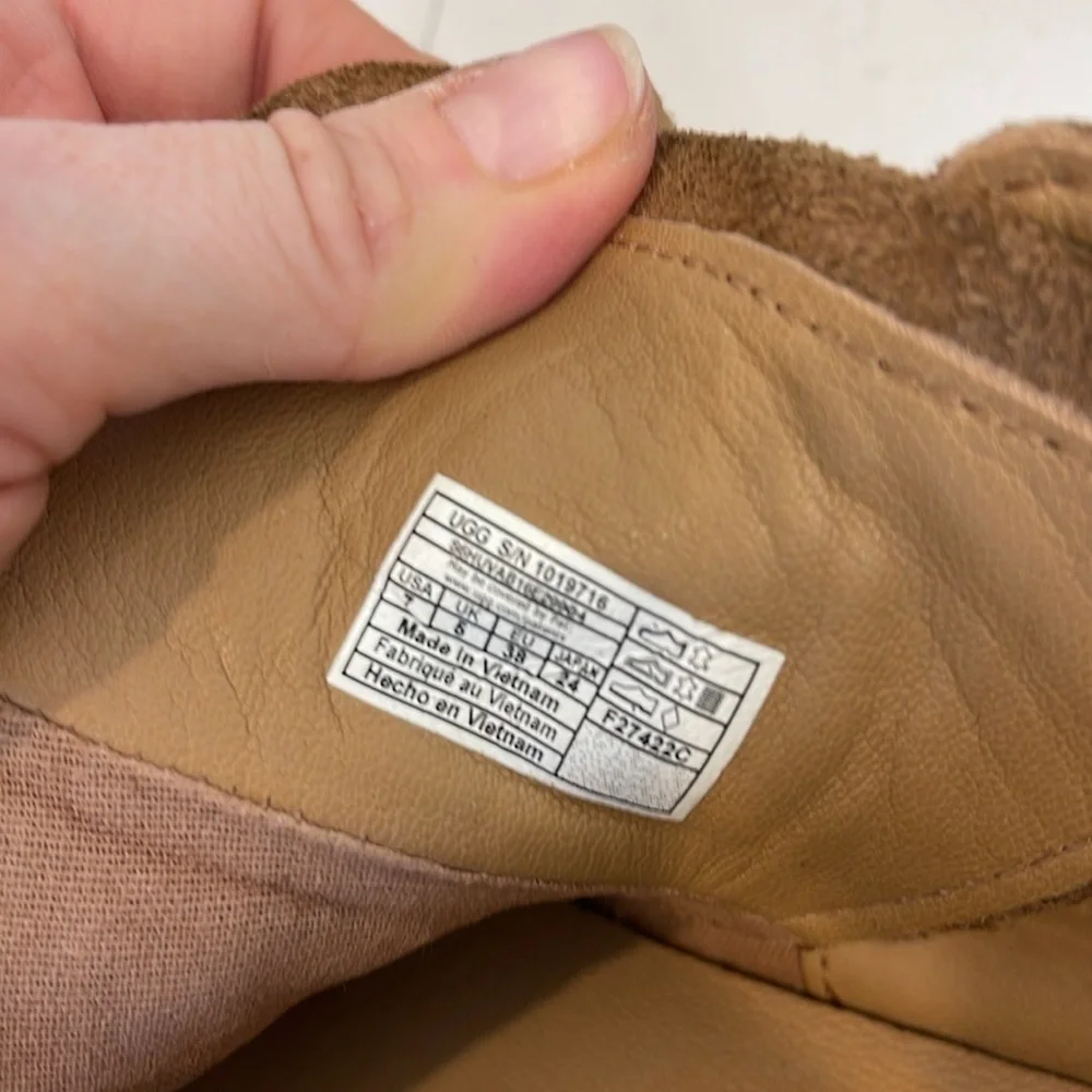 UGG Suede Leather Sherpa Ankle Boots Womens Size 7 with Ugg Box